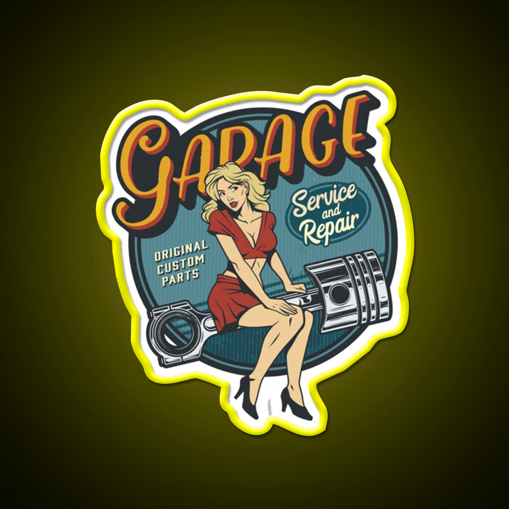 Vintage Mechanic On Duty Welcome Led Neon Sign Open Sign Rgb Color - Custom LED neon sign front view
