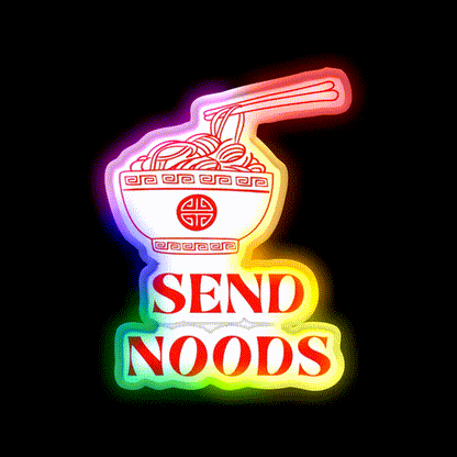 Vintage Minimalist Funny Send Noodles Led Neon Sign Chinese Food Rgb Color - LED neon sign close-up detail