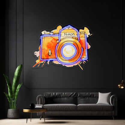 Vintage Nikon Camera Orange Artwork Neon Signs Custom | Shineneon