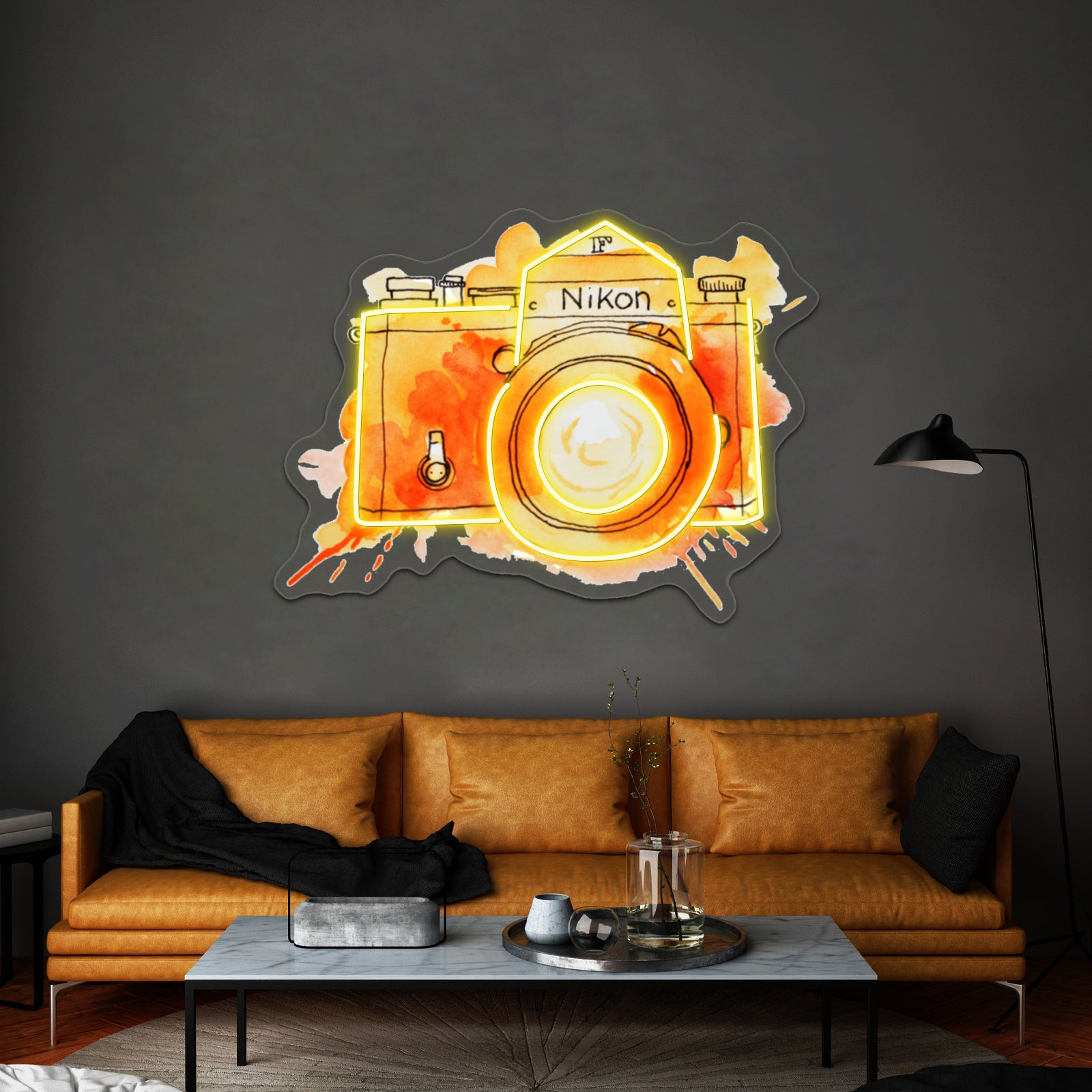 Vintage Nikon Camera Orange Artwork Neon Signs Custom | Shineneon
