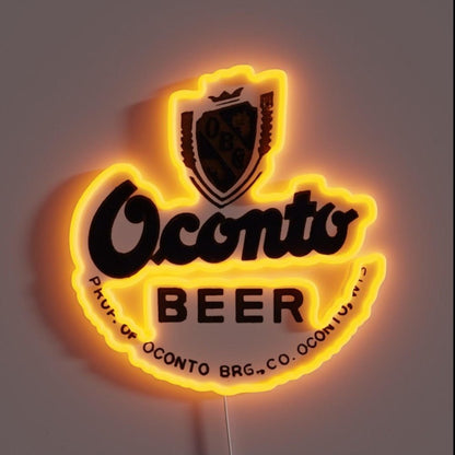 Vintage Oconto Beer Brewing Co Oconto Wisconsin Rgb Led Neon Sign - Shineneon