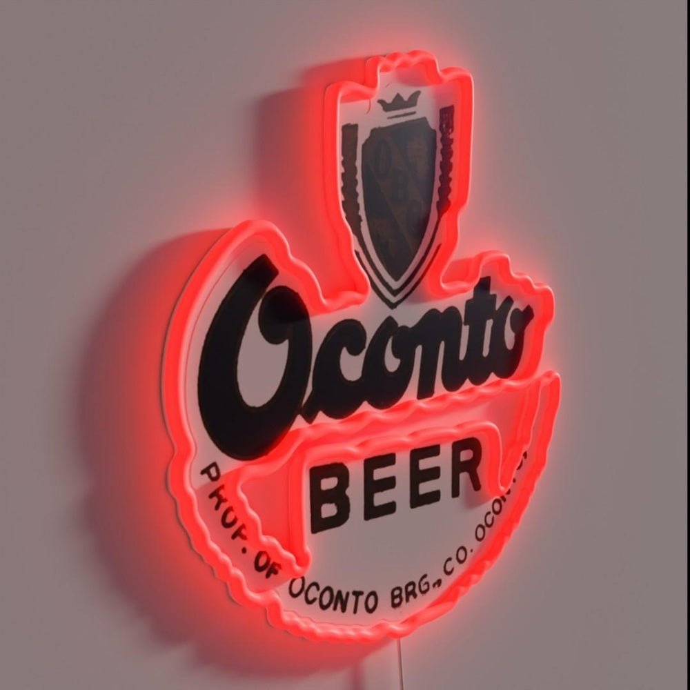 Vintage Oconto Beer Brewing Co Oconto Wisconsin Rgb Led Neon Sign - Shineneon