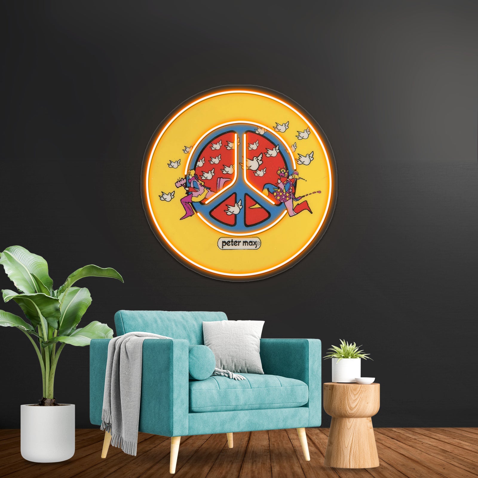 Vintage Peter Max Peace Sign Pop Cosmic Artwork Neon Signs Custom | Shineneon