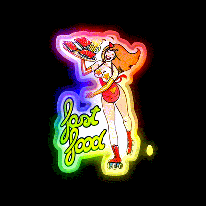 Vintage Pin Up Fast Food 5 Fast Food Led Neon Sign For Burger Place Rgb Color - LED neon sign close-up detail