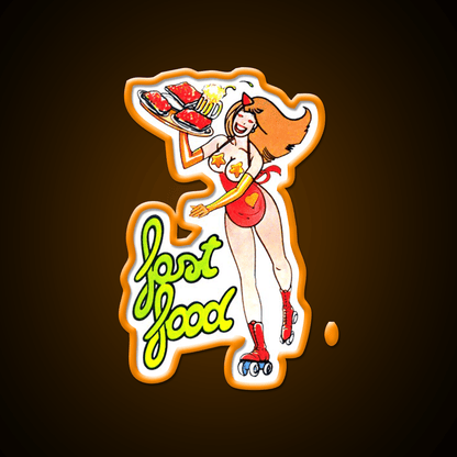 Vintage Pin Up Fast Food 5 Fast Food Led Neon Sign For Burger Place Rgb Color - Shineneon