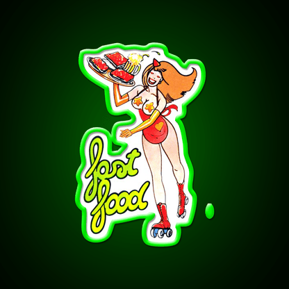 Vintage Pin Up Fast Food 5 Fast Food Led Neon Sign For Burger Place Rgb Color - Shineneon