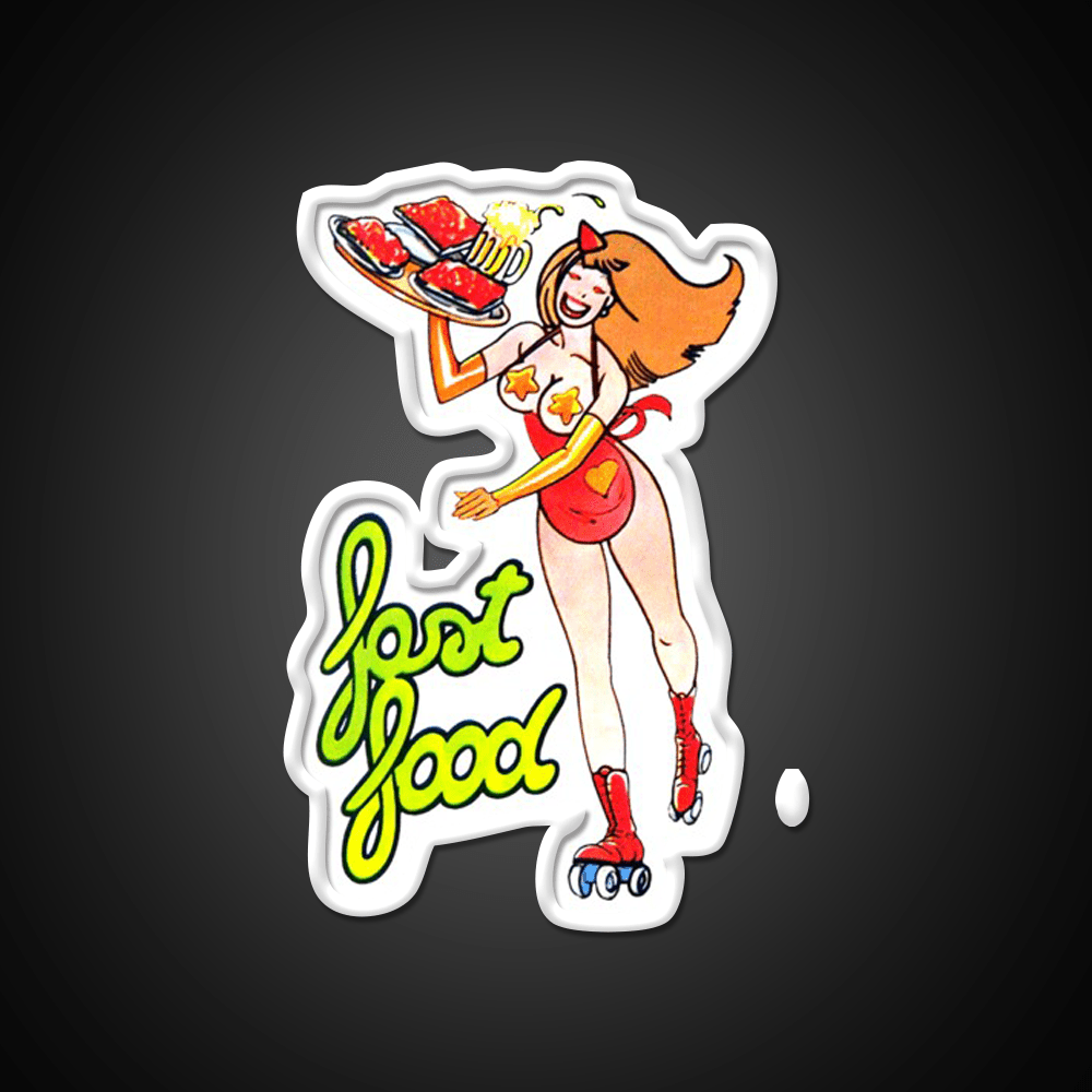 Vintage Pin Up Fast Food 5 Fast Food Led Neon Sign For Burger Place Rgb Color - Shineneon