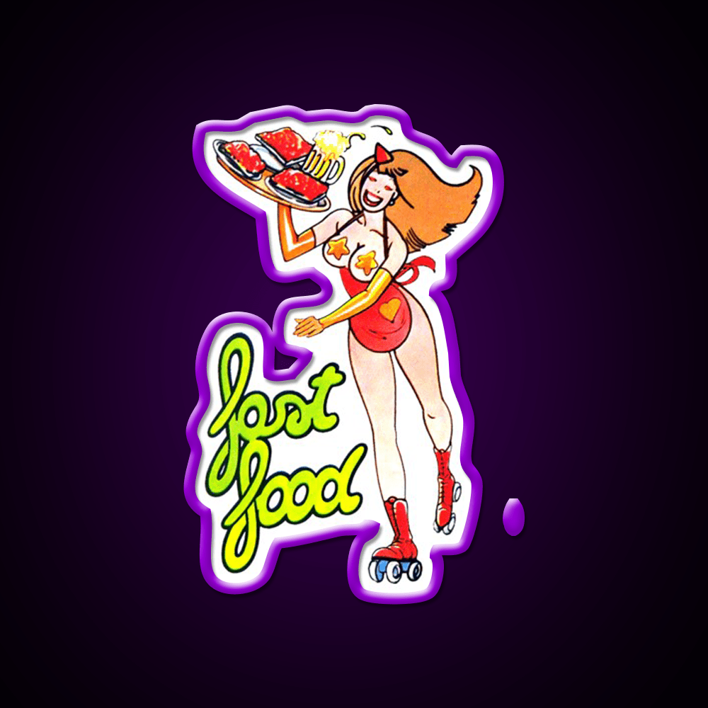 Vintage Pin Up Fast Food 5 Fast Food Led Neon Sign For Burger Place Rgb Color - Shineneon