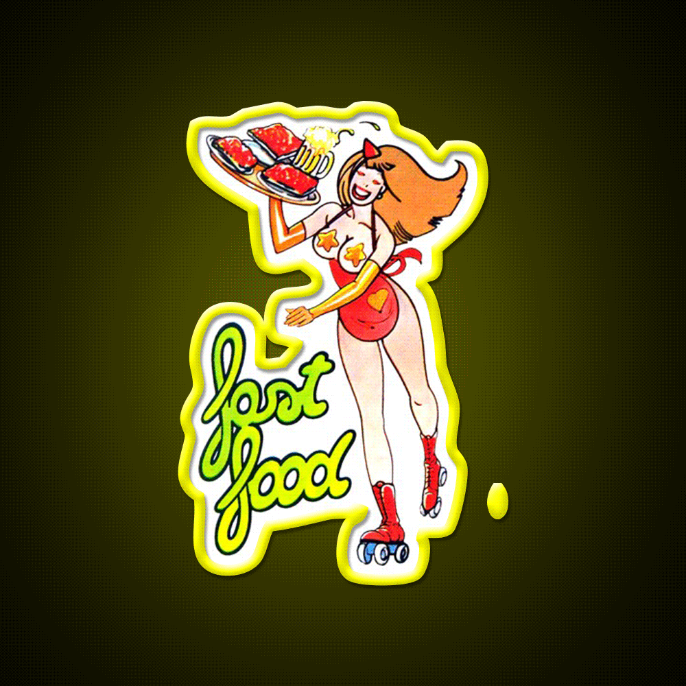 Vintage Pin Up Fast Food 5 Fast Food Led Neon Sign For Burger Place Rgb Color - Custom LED neon sign front view