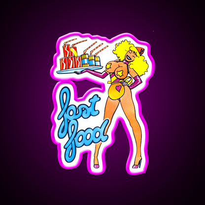 Vintage Pin Up Fast Food Led Neon Sign For Burger Place Rgb Color - Shineneon