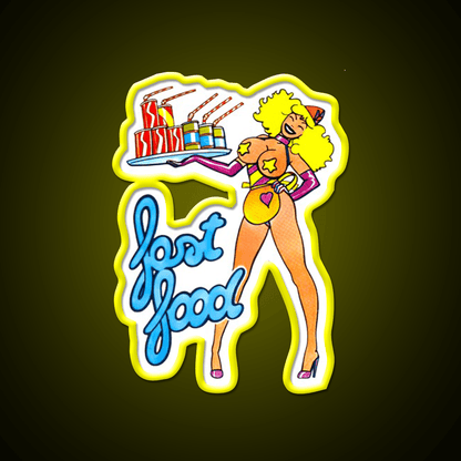 Vintage Pin Up Fast Food Led Neon Sign For Burger Place Rgb Color - Shineneon