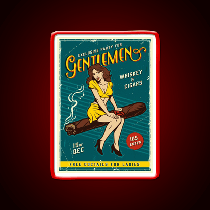 Vintage Poster Gentlemens Party Whiskey Drink Bar Led Neon Sign Rgb Color - Shineneon