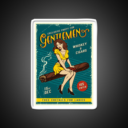 Vintage Poster Gentlemens Party Whiskey Drink Bar Led Neon Sign Rgb Color