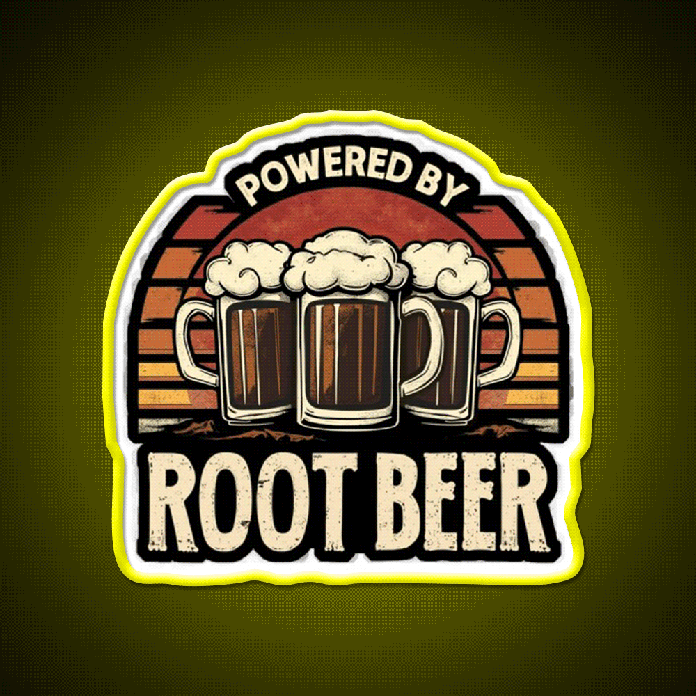 Vintage Powered By Root Beer Funny Drinking Beer Bar Decor Led Neon Sign Rgb Color - Custom LED neon sign front view