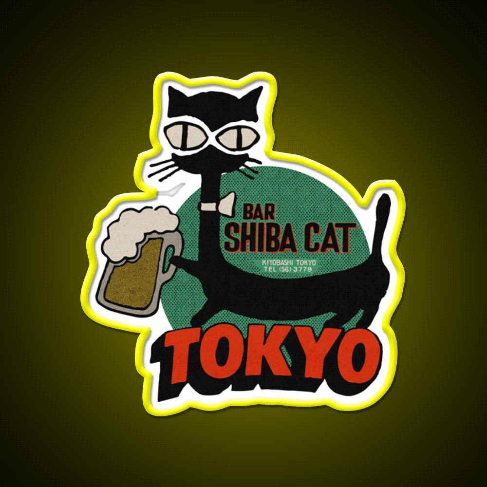 Vintage Shiba Cat Bar Tokyo Beer Bar Decor Led Neon Sign Rgb Color - Custom LED neon sign front view