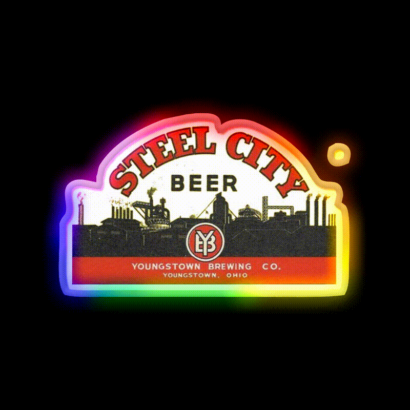 Vintage Sl City Beer Youngstown Ohio Beer Bar Decor Led Neon Sign Rgb Color - LED neon sign close-up detail