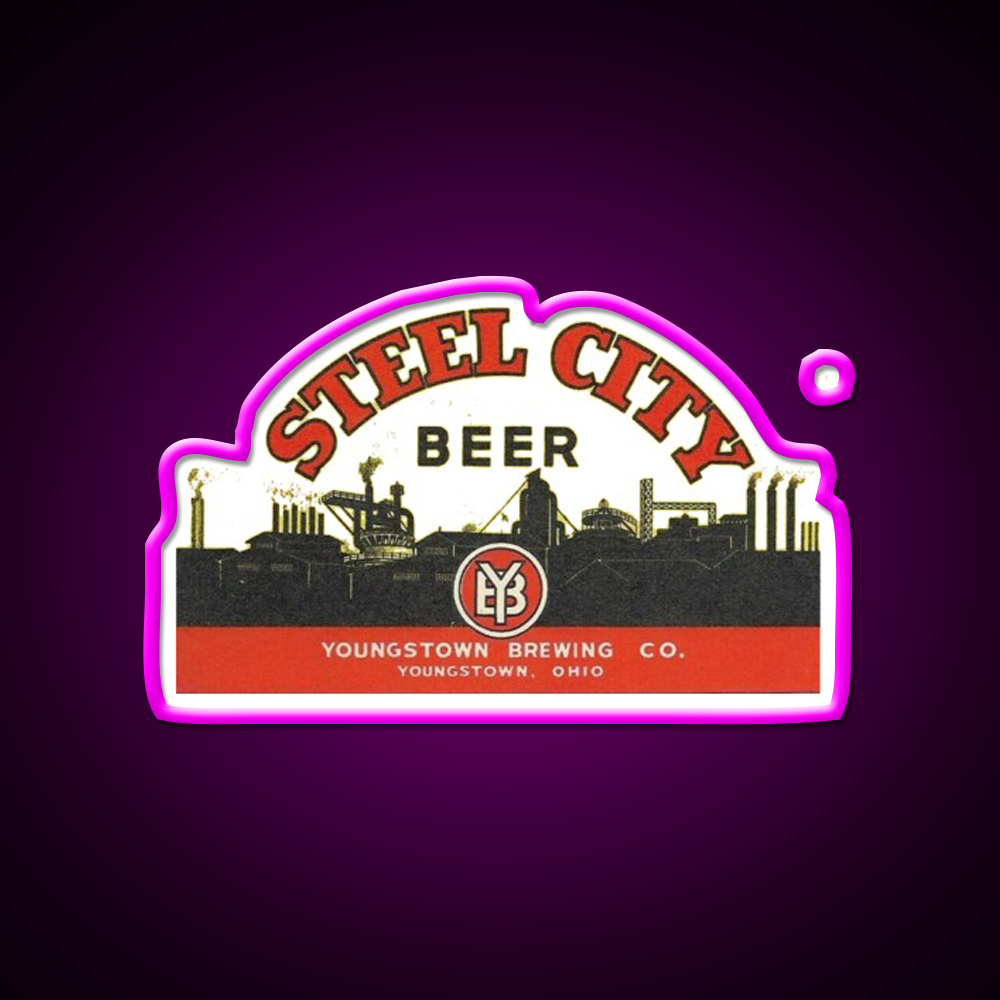 Vintage Sl City Beer Youngstown Ohio Beer Bar Decor Led Neon Sign Rgb Color - Neon sign mounted on wall in room