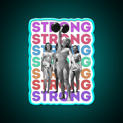 Vintage Strongwoman Muscle Beach Gym Fitness Led Neon Sign Rgb Color - Size and dimension reference
