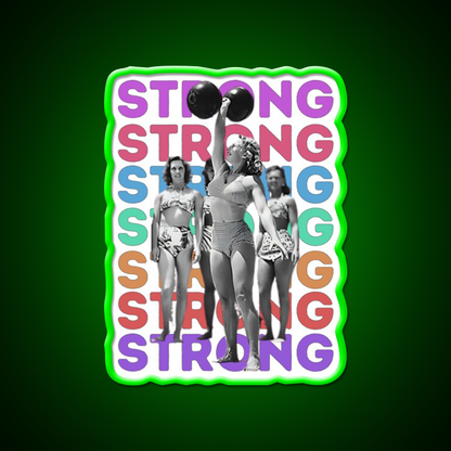 Vintage Strongwoman Muscle Beach Gym Fitness Led Neon Sign Rgb Color