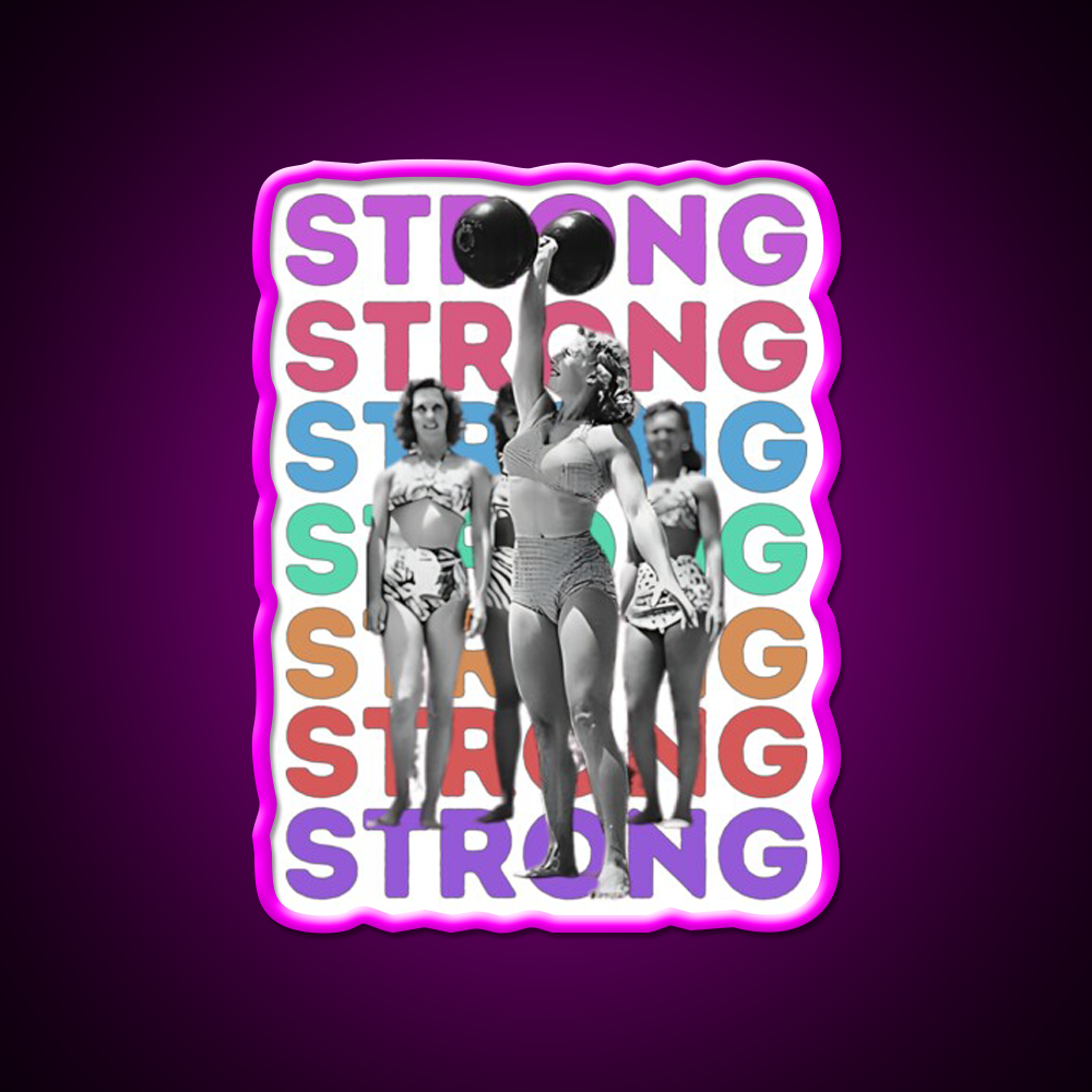 Vintage Strongwoman Muscle Beach Gym Fitness Led Neon Sign Rgb Color