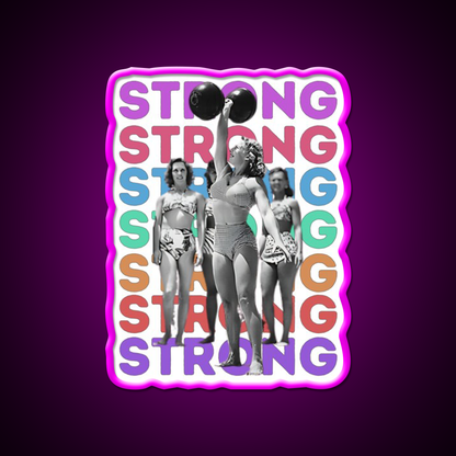 Vintage Strongwoman Muscle Beach Gym Fitness Led Neon Sign Rgb Color