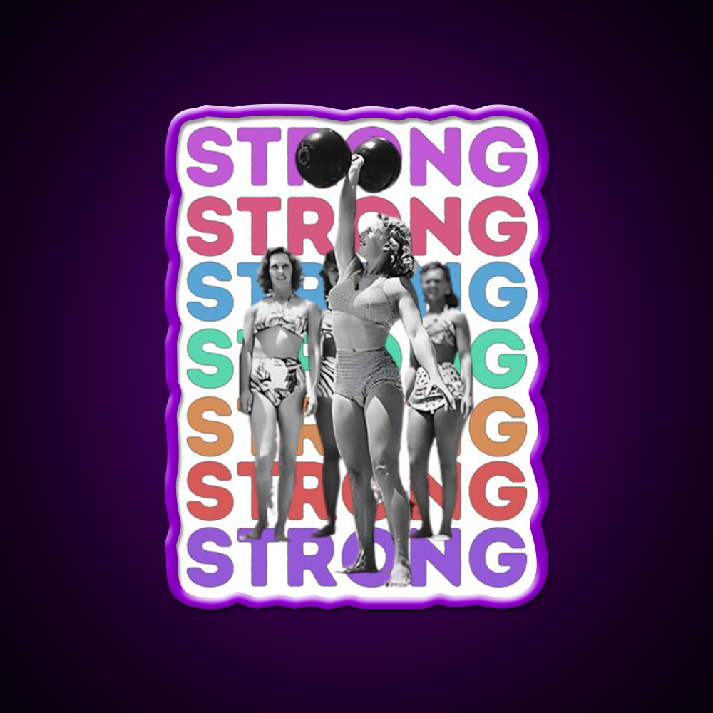 Vintage Strongwoman Muscle Beach Gym Fitness Led Neon Sign Rgb Color - LED neon sign view 9