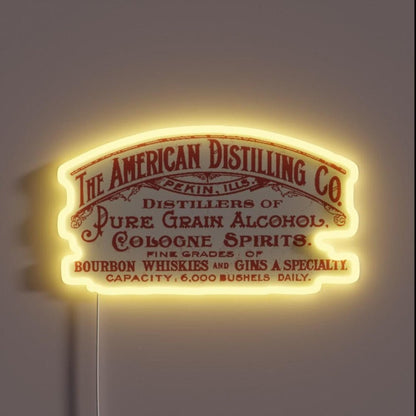 Vintage The American Distilling Pekin Illinois Rgb Led Neon Sign - Shineneon