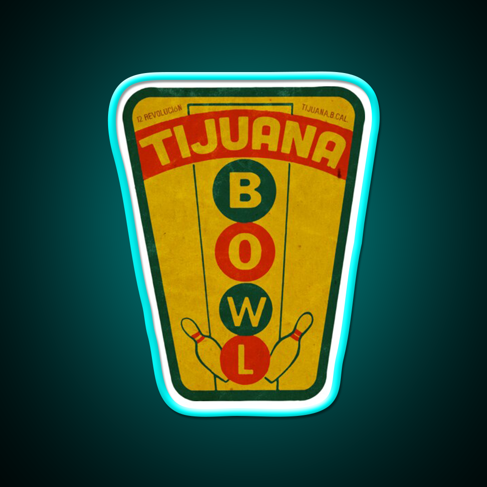 Vintage Tijuana Mexico Bowling Alley Beer Bar Decor Led Neon Sign Rgb Color - Size and dimension reference