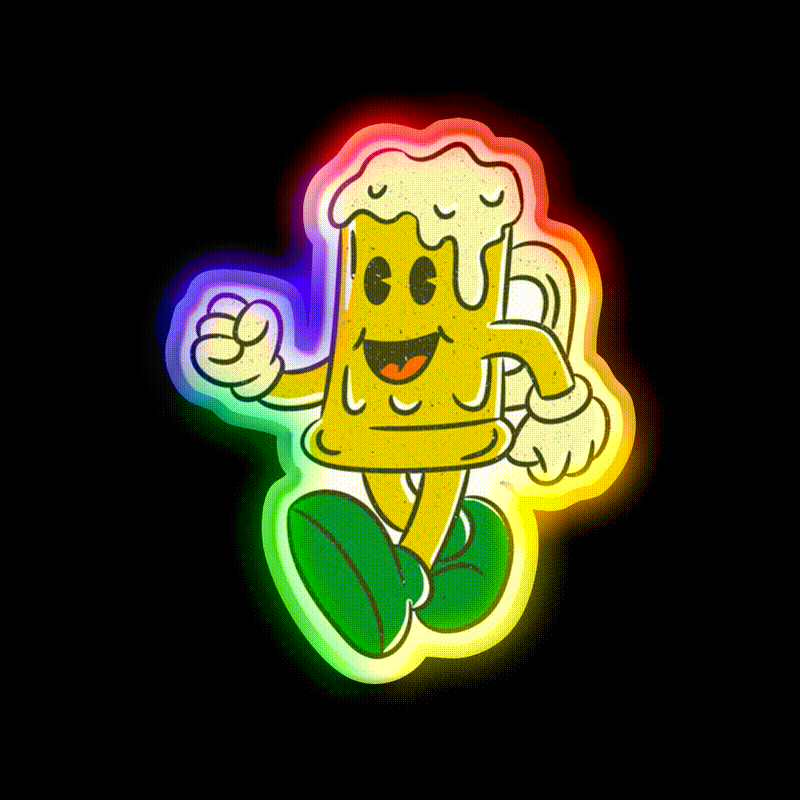 Vintage Walking Cup Of Beer Bar Decor Led Neon Sign Rgb Color - LED neon sign close-up detail