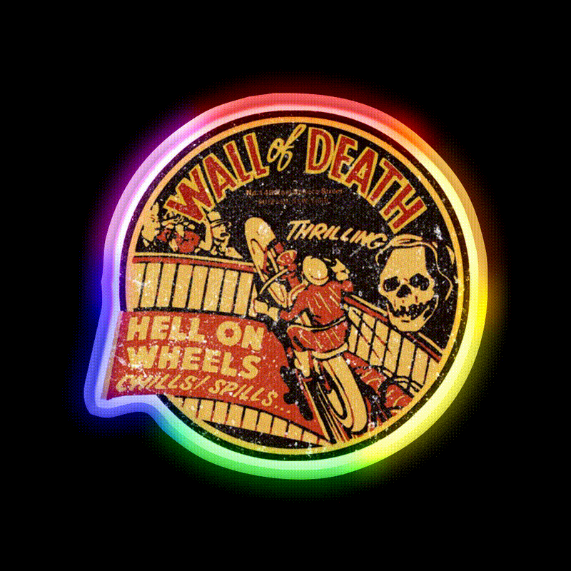 Vintage Wall Of Death Moto Beer Bar Decor Led Neon Sign Rgb Color - LED neon sign close-up detail