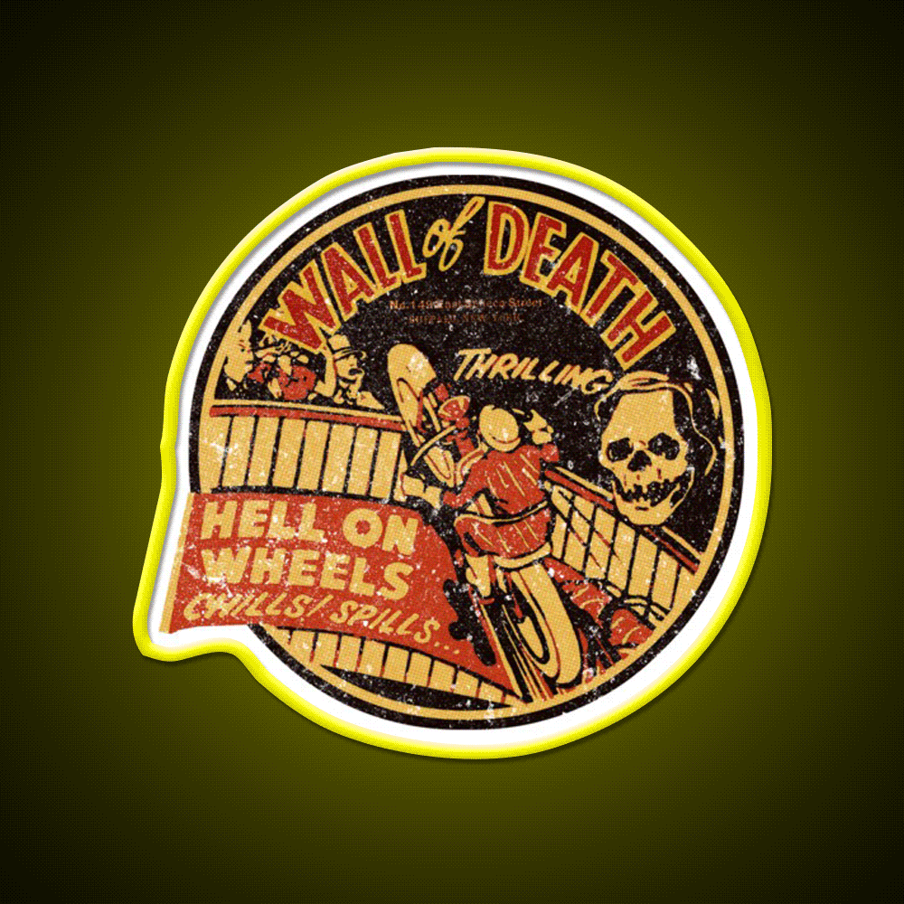 Vintage Wall Of Death Moto Beer Bar Decor Led Neon Sign Rgb Color - Custom LED neon sign front view