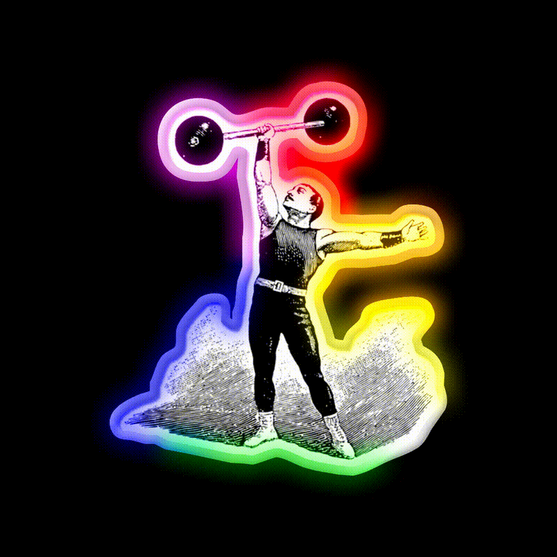 Vintage Weightlifter Gym Fitness Led Neon Sign Rgb Color - LED neon sign close-up detail