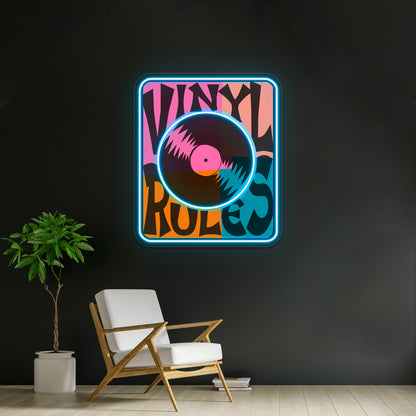 Vinyl Records Rule Pop Artwork Neon Signs Custom