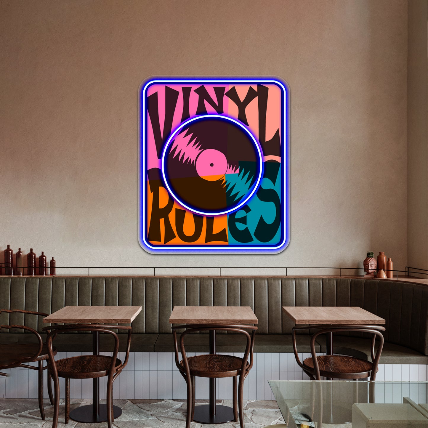 Vinyl Records Rule Pop Artwork Neon Signs Custom