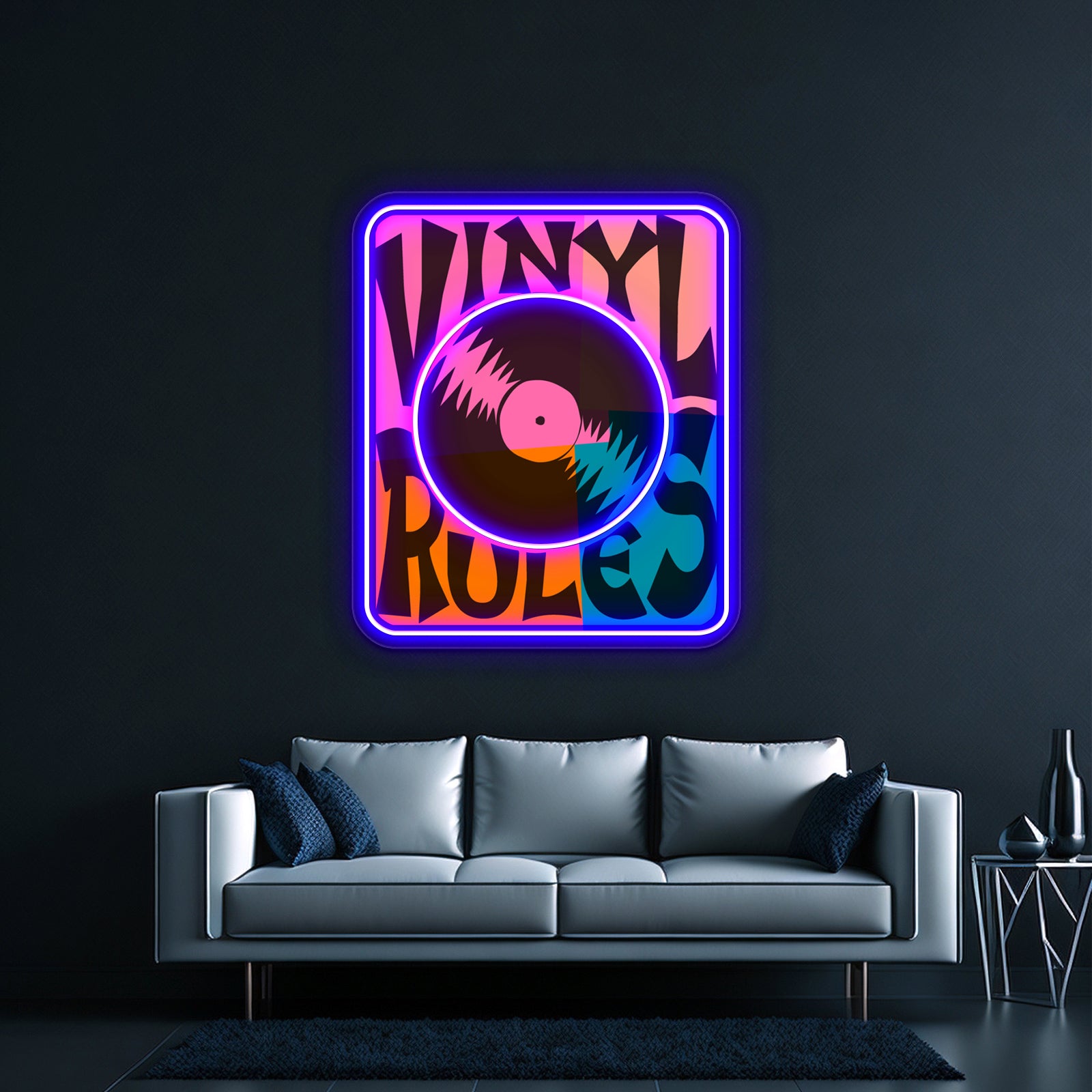 Vinyl Records Rule Pop Artwork Neon Signs Custom | Shineneon