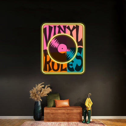 Vinyl Records Rule Pop Artwork Neon Signs Custom