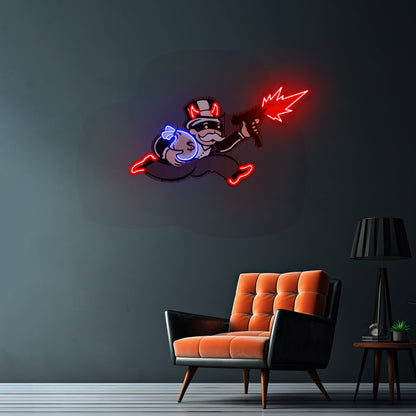 Violent Monopoly Gun Custom Led Signs Artwork For Sale - Shineneon