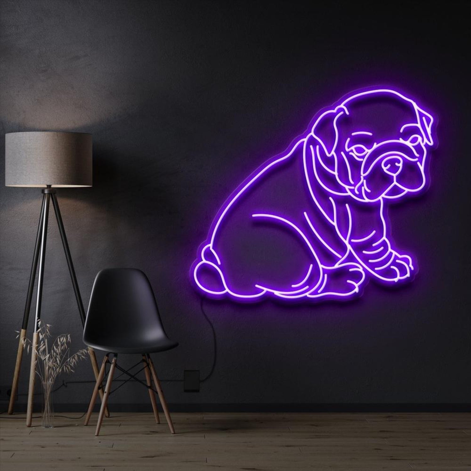 Violet Bulldog Puppy Silhouette Led Neon Sign For Home Decor | Shineneon