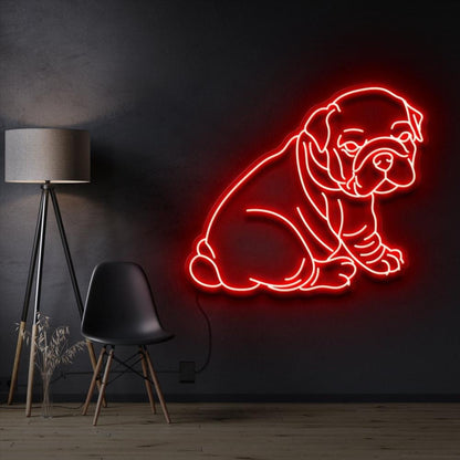 Violet Bulldog Puppy Silhouette Led Neon Sign For Home Decor | Shineneon