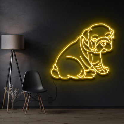 Violet Bulldog Puppy Silhouette Led Neon Sign For Home Decor | Shineneon