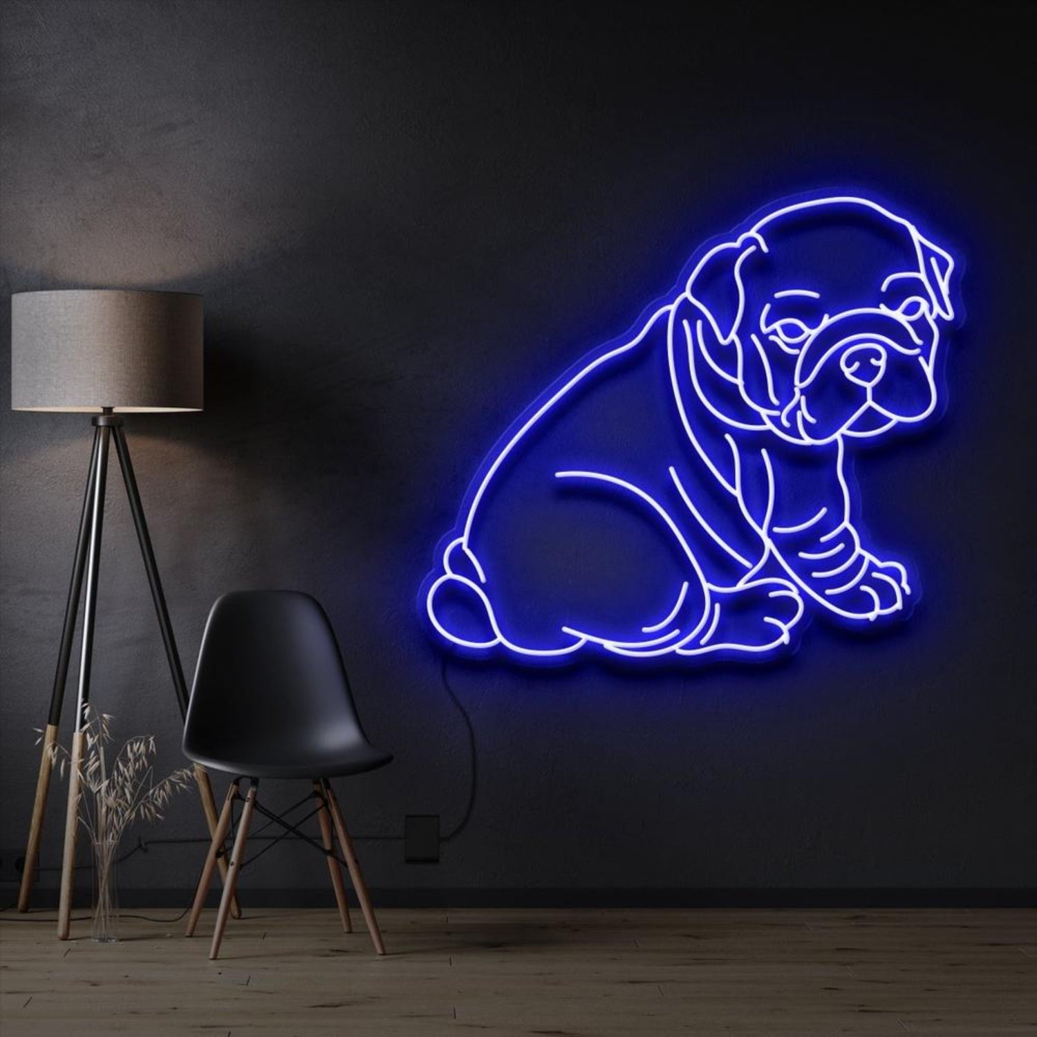 Violet Bulldog Puppy Silhouette Led Neon Sign For Home Decor | Shineneon