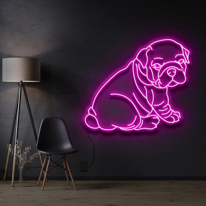 Violet Bulldog Puppy Silhouette Led Neon Sign For Home Decor | Shineneon