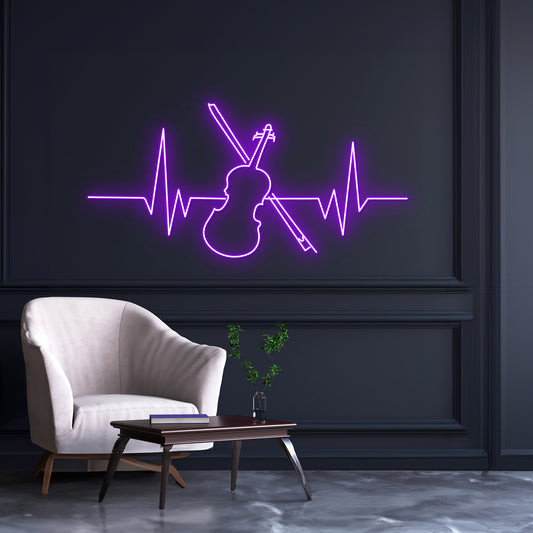 Violin Heartbeat Neon Sign