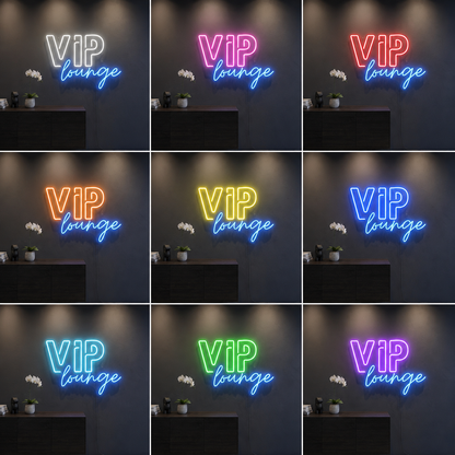 Vip Lounge Square Wall Decor LED Neon Sign color grid