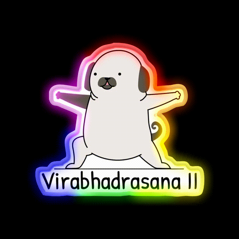 Virabhadrasana Ii Yoga Led Neon Sign For Wellness Space Rgb Color