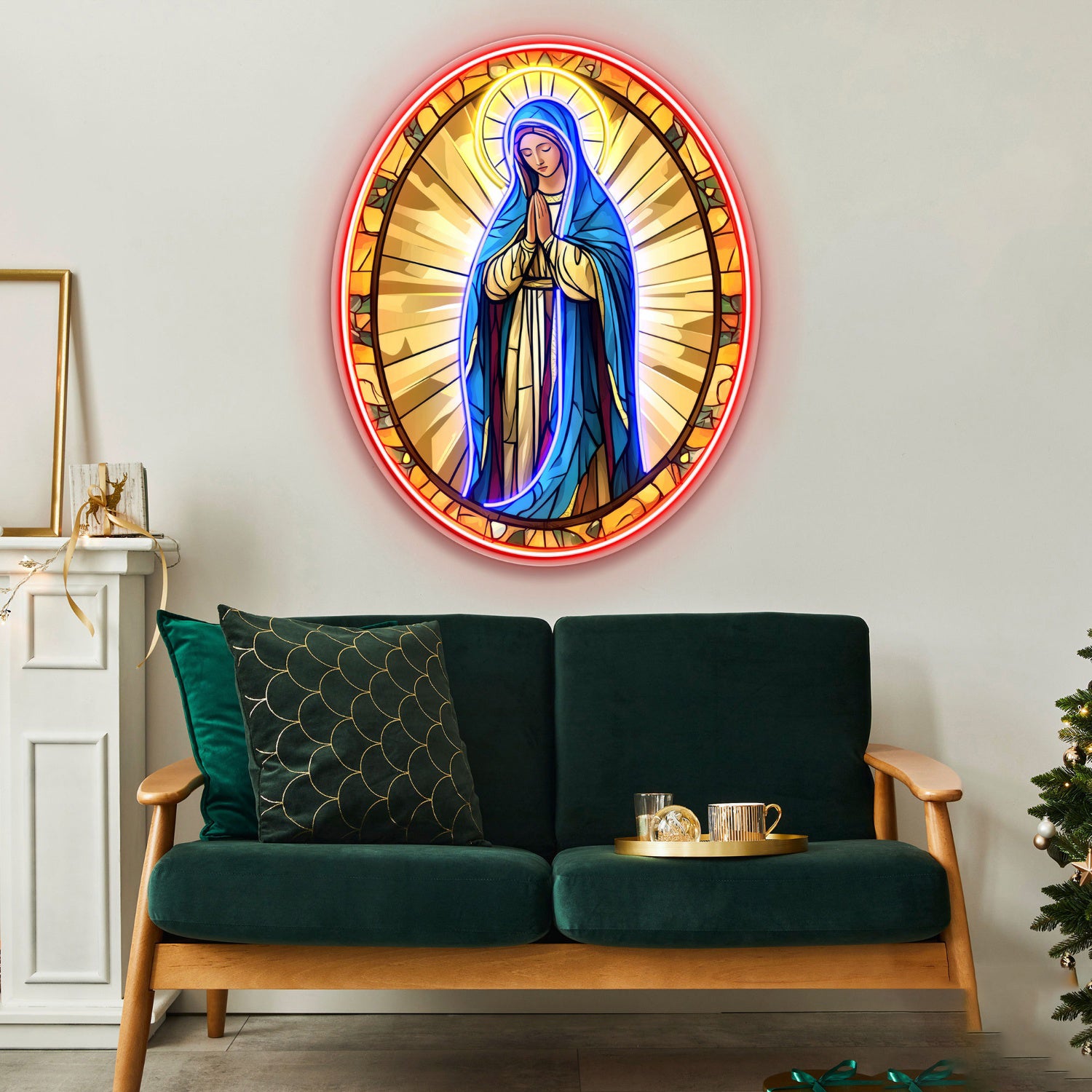 Virgin Mary in prayer Acrylic Led Neon Sign | Shineneon