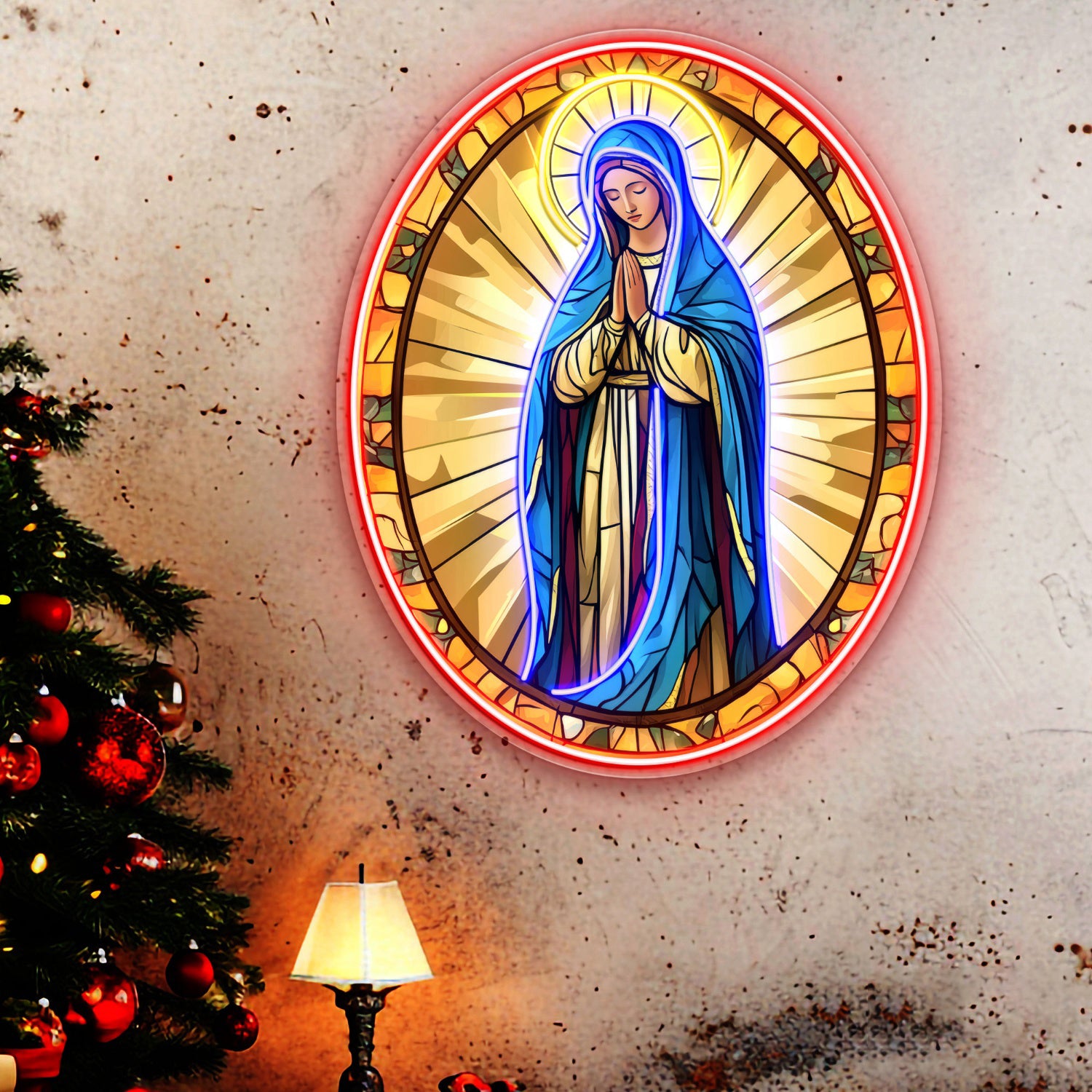 Virgin Mary in prayer Acrylic Led Neon Sign | Shineneon