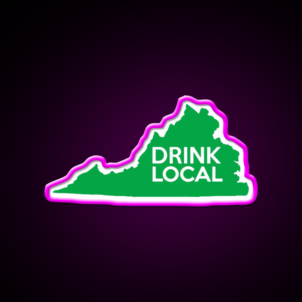 Virginia Drink Local Va Green Beer Bar Decor Led Neon Sign Rgb Color - Neon sign mounted on wall in room