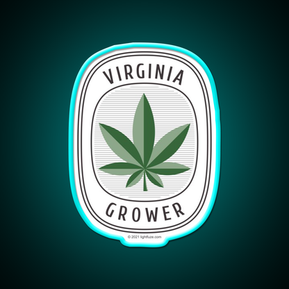 Virginia Grower Retro Label Hemp Inspired Green Leaf Led Neon Sign Rgb Color - Size and dimension reference