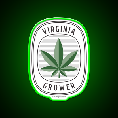 Virginia Grower Retro Label Hemp Inspired Green Leaf Led Neon Sign Rgb Color - LED neon sign view 8